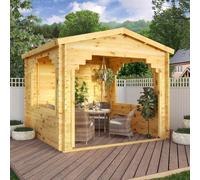 3mx3m Mercia Log Cabin Gazebo in 28mm Logs - 28mm Logs