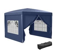 Outsunny 3 x 3m Pop Up Gazebo with Sides, Portable Water Resistant for Weddings, Camping & Outdoor Events, Blue Aosom UK