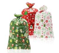 3P 56×36 inch Extra Large Christmas Bags Jumbo Christmas Sacks with Gift Tag,Red Snowman Gift Wrapping Bag Reusable Oversized Xmas Present Storage Bags Giant Gifts Bag for Winter Holiday Party Favors