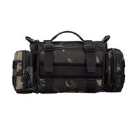 3P Military Duffel Waist Bag, Molle Bicycle Motorcycle Waterproof Fanny Packs Camera Bag Camo EDC Utility Pouch Crossbody with Shoulder Strap Hand Carry(Black Camouflage)