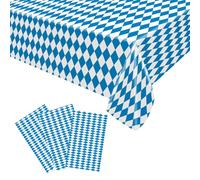 3P Oktoberfest Tablecloth 130 * 220cm Tablecloth Blue White Diamond Oktoberfest Plastic Table Cover Bavarian Flag Check Table Cloth German Beer Festival Decorations Bavarian Beer Party Favors Supplies