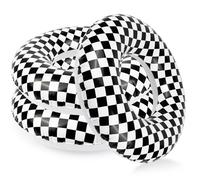 3Pack 24Inch Inflatable CheckeredPool Floats-Racing Car Party Theme Pool Tubes for Kid - Durable Swim Rings for Pool Parties (3Pack White+Black)
