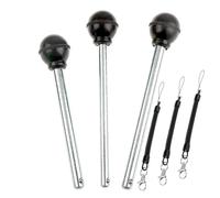 3Pack 3/8" Dia Round Black KNOB Weight Stack Pin Stainless Gym Equipment Locking Weight Loading Pin Strength Training Multifunction Replacement Part ，Free Lanyard (3Pack, Φ3/8in x 3-1/4in)