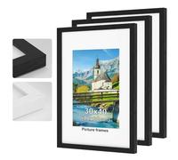 3Pack 30 x 40cm Picture Frame, Black Wooden Picture Frames, A4 Mat Photo Frame with Perspex Glass, With Stand and Wall Mountable Horizontal or Vertical Wall Mounting Bedroom and Living Room Decoration