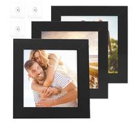 3Pack 4x4 Inch Frame, Square Photo Frames with Plexiglass for Picture 4x4, Small Wall Gallery Photo Frames, Backing for Display on Table Desk Top or Wall Hanging, Home Office Decoration