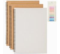 3Pack A5 Hardcover Spiral Notebook, A5 Notepads with Colored Sticky Notes, Total 360pages/180sheets, A5 Graph Grid Spiral Notebook, A5 Kraft Notepads for School, Business, Office