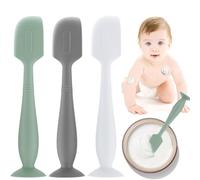 3Pack Baby Diaper Cream Spatula,Soft Silicone Diaper Cream Applicator,Butt Paste Spatula Diaper Cream Brush for Newborn Baby, Large Size(Green/Gray/White)
