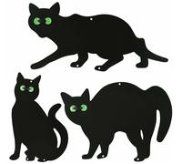 3Pack Black Cat Silhouette for Garden - Cats Scarer with Marble Eyes