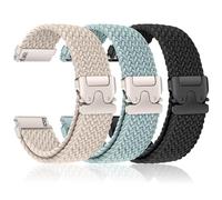 3Pack Braided 20mm Watch Strap for Samsung Galaxy Watch 7 6 5 4 FE 40mm 44mm/6&4 Classic 46 42 47 43 mm/5Pro 45mm Men/Women,Elastic Nylon Sport Band for Garmin Vivoactive 5 6 3/Forerunner 55 245 165