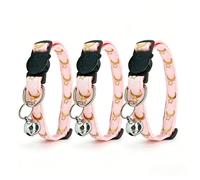 3Pack Cat Collars Quick Release Moon Star Pattern Reflective Kitten Collar with Bell & Safety Release (Pink) 19-32cm