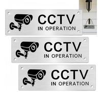 3pack CCTV In Operation Sign,Alum/inum CCTV Signs with Self-Adhesive&Pre-Drilled Holes,Waterproof Metal Warning Sign for Indoor/Outdoor Use,Weather Resistance,Easy to Use,Wide Application,15x5cm