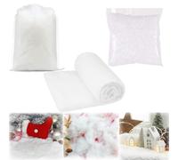 3Pack Christmas Fake Snow Decoration,200g Artificial Snow+100gArtificial Snowflakes and 7.9feet Fluffy Snow Blanket,White Fakes Snow Decor for Winter Village Xmas Trees Table Christmas Decorations