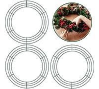 3Pack Christmas Wire Wreath Rings 12 inch Metal Wreath Frame,Green Round Wire Wreath Frame for Christmas Wreath Making Rings Base,Garden,Home Deco Supplies DIY Crafts Wedding Garland Ring