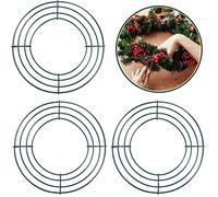 3Pack Christmas Wire Wreath Rings 8 inch Metal Wreath Frame,Small Green Round Wire Wreath Frame for Christmas Wreath Making Rings Base,Garden,Home Deco Supplies DIY Crafts Wedding Garland Ring