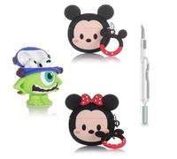(3Pack+Cleaner Pen) Suublg Case for AirPods 3rd Generation Earbuds with Cleaning Pen Kits, Silicone Cover Protective Shockproof with Cartoon Styles of Design for AirPods 3 (MINFC+MICFC+CTMQ)