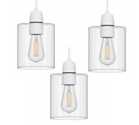 3Pack Clear Glass Lamp Shade 15cm Height x 14cm Diameter, Clear Light Shade Replacement, E27 Easy Fit Ceiling Pendant & Table Lamp Shade, Vintage Modern Lighting for Living Room Bedroom