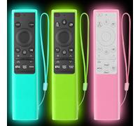 3Pack Climberer Glow in The Dark Silicone Cover for Samsung TV Remote BN59-01357/01385/01265A - Anti-Slip Protective Case with Solar Cell Access, Soft Skin Grip (Blue/Green/Pink)