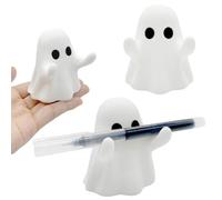 3PACK Cute Halloween Ghost Pen Holder,Ghost Stress Relief Decor, Spooky Ghost Statue,Halloween Pencil Organizer,Adorable Pencil Stand for Home Office Desktop Decor,Funny Desk Organizer Accessory