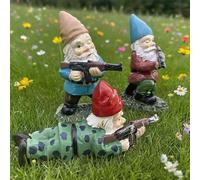 3PACK Garden Gnomes with Guns, 5.9in Garden Gnomes Outdoor XMAS Military Gnome with Gun, Gnome Decorations for Yard, Indoor Outdoor Halloween Christmas Thanksgiving Gifts