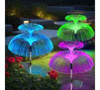 3Pack Garden Solar Lights Outdoor Waterproof Stake, 2025 Garden Ornaments Jellyfish LED 7 Colour Changing Multi-Coloured Light for Outside Yard, Pathway, Lawn Party Decor (3Pcs Double Jellyfish)