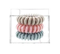 3Pack Gradient Colored Elastic Headband for Women Minimalist Black Leather Band Box Candy Colored Transparent Telephone Cable Hair Loop