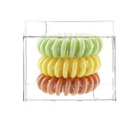 3Pack Gradient Colored Elastic Headband for Women Minimalist Black Leather Band Box Candy Colored Transparent Telephone Cable Hair Loop