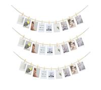 3Pack Hanging Photo Display Boho Macrame Photo Wall Hanging with 9 Wood Clips Macrame Collage Picture Frame with Wooden Beads Double Layer Room Decor Art Display (3)