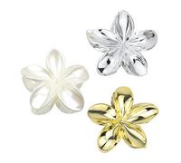 3Pack Hawaiian Plumeria Claw Clips Tropical Hibiscus Flower Hair Clips Luau Beach Accessories for Women Girls Cute Summer Stuff - Gold, Silver, White
