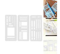3Pack Journal Stencils, Reusable Templates Planner Stencil Multifunctional Stencils Drafting Tools for Journaling Checklists Boxes Lines, Compatible with Coils Discs, Sticky Note Daily Planning(B)