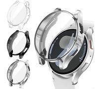 [3Pack] Kamita Case Compatible with Samsung Galaxy Watch 7 40mm, Soft TPU Bumper Cases with Screen Protector, Shockproof Full Coverage Protective Cover for Samsung Watch7 (Transparent+Black+Silver)
