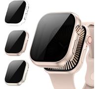 [3Pack] Kamita Privacy Case for Apple Watch Series 11/Series 10 42mm with Anti-Spy Tempered Glass Screen Protector, Hard PC Bumper Case Protective Cover for Women Men (Clear+Starlight+Rosegold)