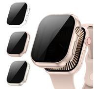 [3Pack] Kamita Privacy Case for Apple Watch Series 11/Series 10 46mm with Anti-Spy Tempered Glass Screen Protector, Hard PC Bumper Case Protective Cover for Women Men (Clear+Starlight+Rosegold)