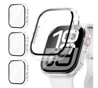 [3Pack] Kamita Screen Protector Case Compatible with Apple Watch Series 10 42mm, Hard PC Bumper Cases with 9H Tempered Glass Film, Shockproof Full Coverage Protective Cover for iWatch10 (Clear*3)
