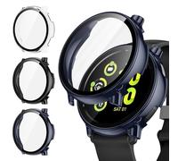 [3Pack] Kamita Screen Protector Case for Garmin Vivoactive 5, Full Coverage Hard PC Bumper Cases with Tempered Glass Film, Shockproof Protective Cover for Garmin Vivo Active 5 (Clear+Black+Blue)