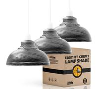3Pack Lampshade for Ceiling 29cm Lamp Shades Light Shade Ceiling Light Industrial Light Shade Metal Hanging Lighting Easy Fit Kitchen Pendant Light Shades Brushed Silver Indoor Lamp Shade