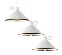 3Pack Metal Cone Pendant Lamp Shade 22cm, White E27 Ceiling Light Shade, Modern Industrial Small Hanging Lampshade for Kitchen Island, Hallway, Bedroom, Living Room Lighting