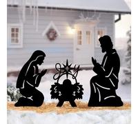 3Pack Metal Nativity Scene Silhouette Outdoor,Christmas Decorations Nativity Set Garden Stake for Outside,Holy Family Yard Decor