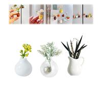 3PACK Mini Ceramic Vase Magnets for Fridge,Cute Mini Bud Vases Magnetic,Funny Magnetic Flower Pot Vases 3D Plant Magnets for Refrigerator Kitchen Locker Office Decoration