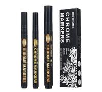 3Pack Mirror Paint Pens Chrome Marker Pen for Mirror Surface Permanent Reflective Liquid Suitable for Model Painting/Cards/Posters/Rock Painting/Mugs/Ceramic/Glass/Plastic DIY Art Projects Gold