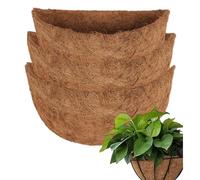 3Pack Natural Coco Fiber Liners for Half Round and Trough Hanging Baskets - 12 inch Sizes - Indoor and Outdoor Garden Porch & Balcony Planter Liner Replacement, 8AA45BSSRSTW7EDO30V