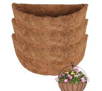 3Pack Natural Coco Fiber Liners for Half Round and Trough Hanging Baskets - 14 inch Sizes - Indoor and Outdoor Garden Porch & Balcony Planter Liner Replacement, 8AG4LH5T2KRI1KDSTDO3
