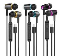 3Pack of USB C Headphones for iPhone 16 15 Pro Max,Type C Wired Earbuds Magnetic Bass Noise Canceling in-Ear Earphones with Microphone for iPad 10 Pixel 9 8 for Galaxy S25 Ultra S24 S23 A16 A56