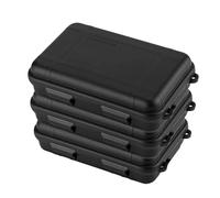 3Pack Outdoor Plastic Waterproof Shockproof Box Airtight Survival Case Container Storage Carry Box Outdoor Survival Set Box(Black)