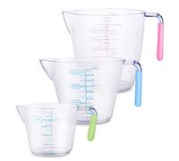 3Pack Plastic Measuring Jugs 1 Litre, Measuring Cups Plastic Jug for Baking, Jam Maker, Rice Measuring, Pouring jug, Accurate Scale 200ml/400ml/900ml