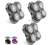 3Pack Pro 4 Shaver Replacement Heads for Skull, Shaver Replacement Blade for Pitbull Gold PRO, Silver PRO, Platinum PRO, Butterfly Kiss PRO Head Shavers, Floating 4 Heads Self-Sharpening Blades