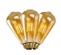3Pack Retro Vintage ST64 8W LED Dimmable Globe Edison Style Filament Bulb Smoked Gold Glass E27 Edison Screw [Energy Class A+]