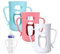 3Pack Silicone Sleeves Compatible with Lansinoh Glass Bottles for 8oz, Anti Breakage Glass Bottle Holder with Handles, Silicone Bottle Holder for Easy Grip, Quick Install, Easy to Clean