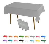3Pack Silver Table Cloth Party Disposable Tablecloths Table Covers,137x274cm Rectangle Large Plastic Tablecloth Pink Party for Picnic,Baby Shower,Wedding,Birthday,Halloween,Christmas Table Decorations
