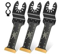 3Pack Titanium Multi Tool Blades Wood Metal Screws Plastic Extra Long | Oscillating Saw Blades Multitool Accessories Kit Compatible with Fein Multimaster Makita DeWalt Bosch