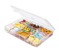 3Pack Transparent Plastic Snack Boxes with 18 Removable Compartments for Kids, School, Travel, and Organizing Jewelry Or Crafts